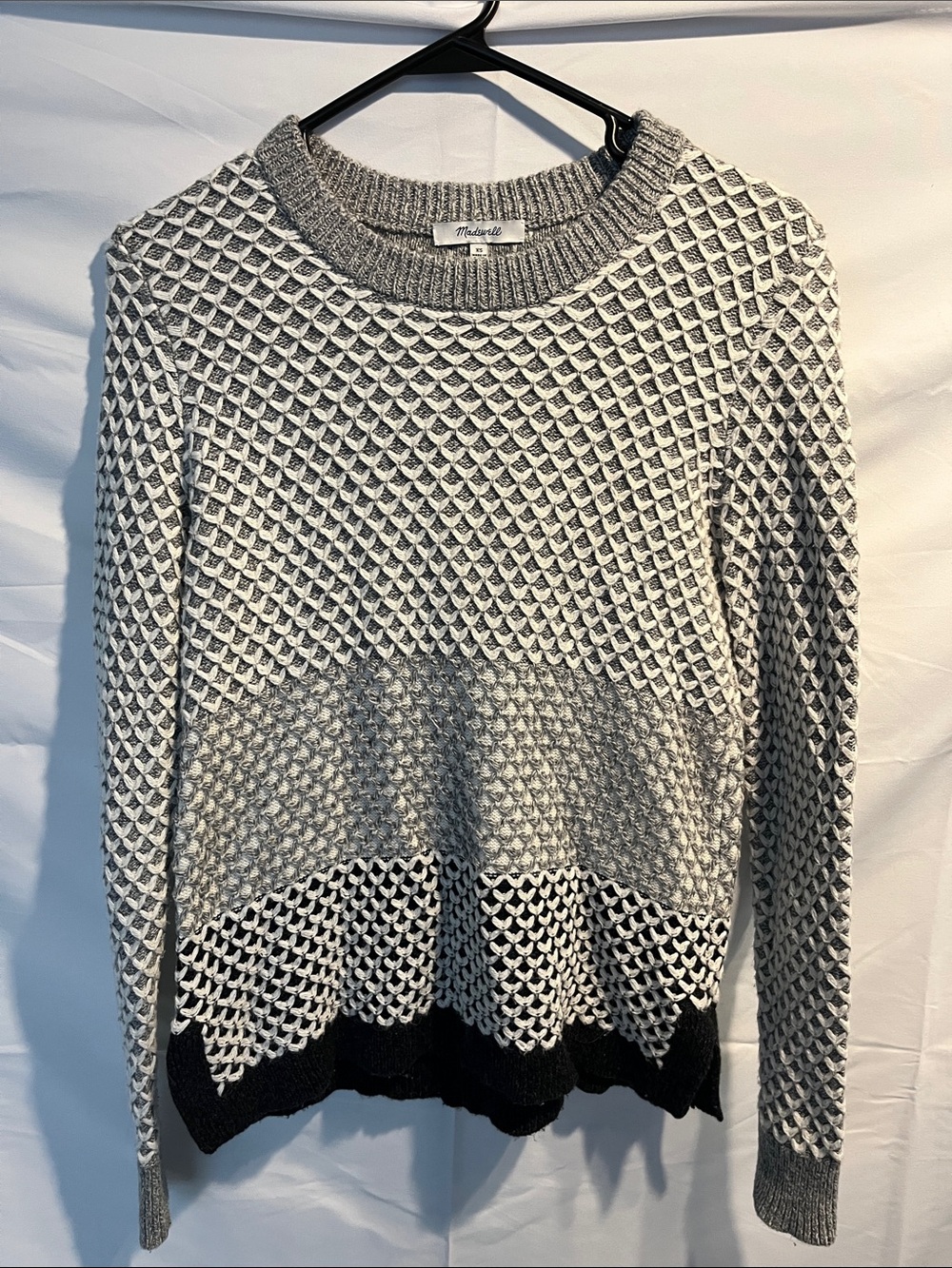 Madewell Two-Tone Textured Crewneck Sweater - Gray & Black